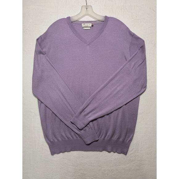 Peter Millar Crown Soft Sweater Men's Size L Purple Cotton Silk V-Neck Golf - Picture 9 of 12